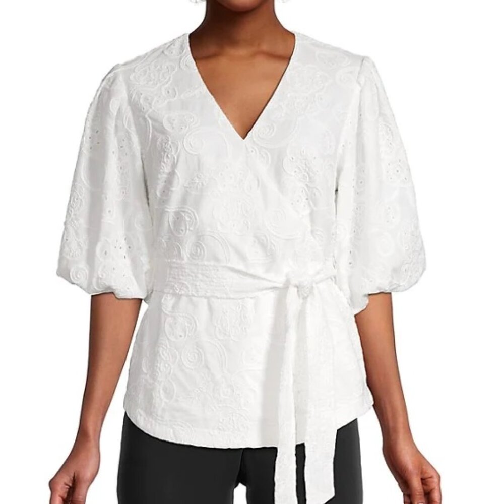 New Elie Tahari Wrap Front Blouse Top - Picture 1 of 13